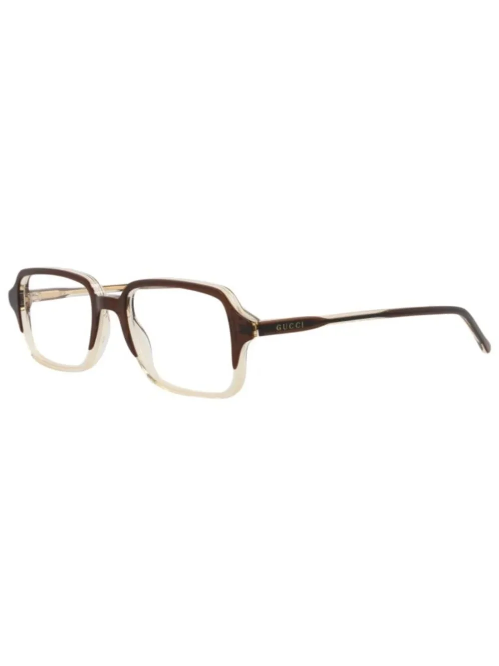 New Gucci Women's Eyeglasses Square Rectangle Acetate Frame Mens Brown Brown